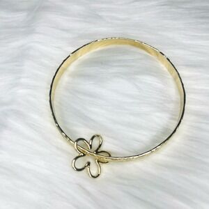 Hawaiian Gold Plated Flower Bangle Bracelet Flower Charm Size 8.5 70mm 7mm